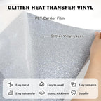 TUMIYA Silver Glitter Heat Transfer Vinyl HTV Roll - Image 3