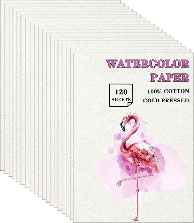 Silunkia 120 Sheets 100% Cotton Watercolor Paper 8.5 x 11 by Silunkia