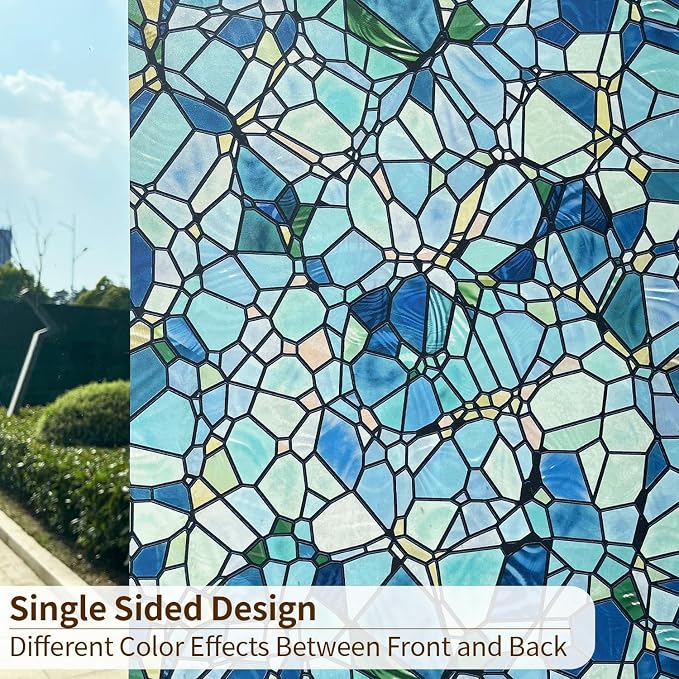 funlife Original Hand-Drawn Privacy Stained Glass Window Film, Reusable Single - Image 2