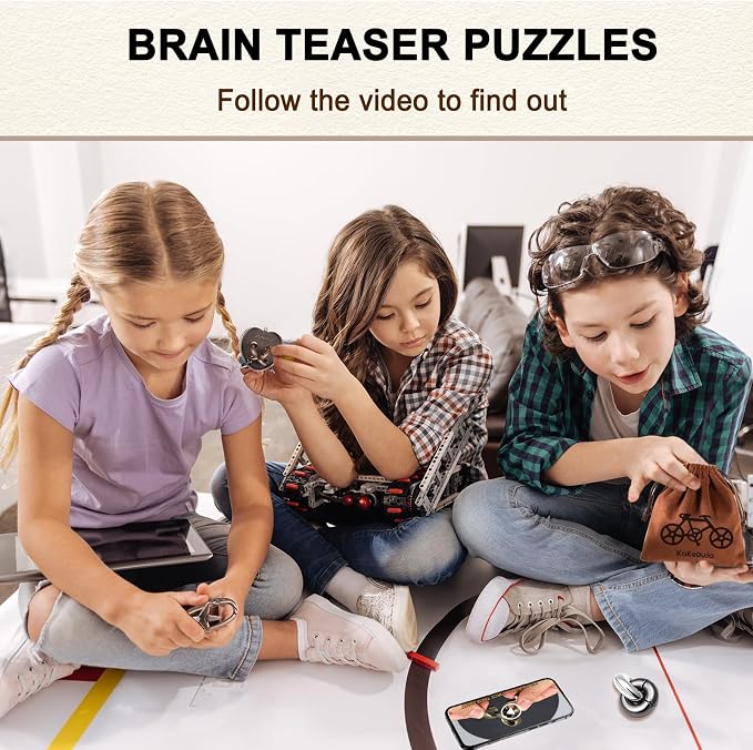 9 PCS Metal Brain Teaser Puzzles Disentanglement Puzzles Lock Puzzle Games Set - Image 5