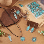 30Pcs Western Charms for Jewelry Making, Tibetan Style Turquoise Charms Flower - Image 3