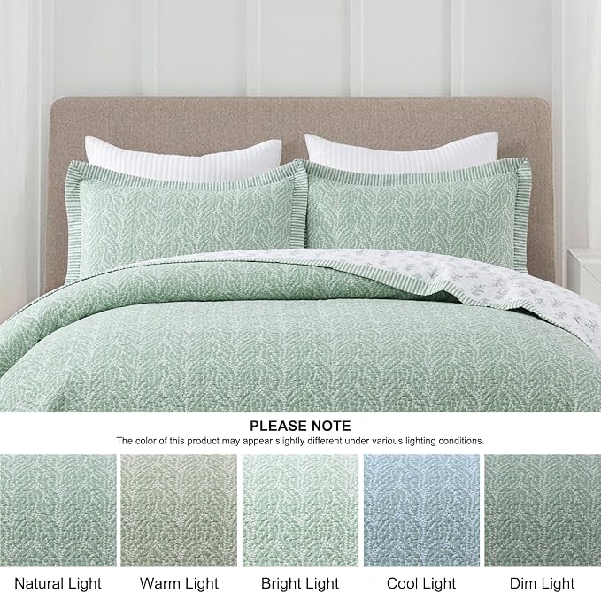 SahSahCasa Quilt Set Queen Size, 100% Cotton Quilt Bedding Set Bedspread - Image 9