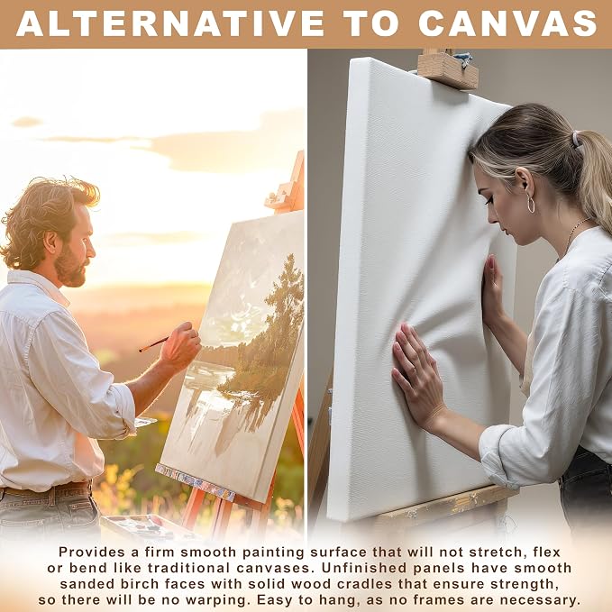 U.S. Art Supply 8" x 36" Unfinished Cradled Wood Panels - Image 4