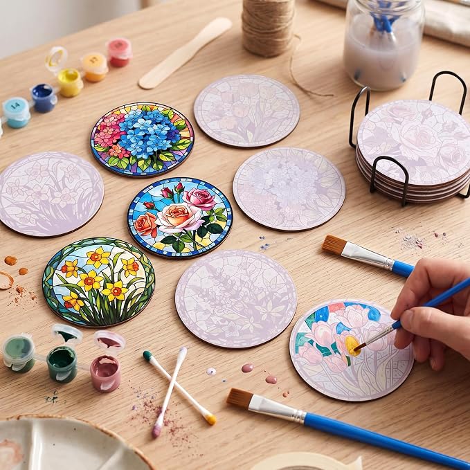 Reallnaive 8 Pcs Flower Paint by Numbers Kit - Image 2