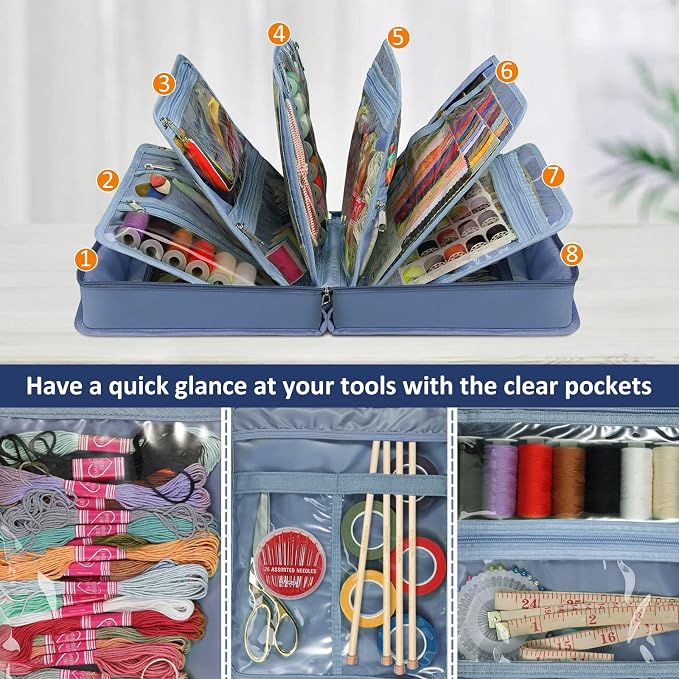FINPAC Sewing and Craft Supplies Storage Tote, Large Capacity Travel Packing - Image 2