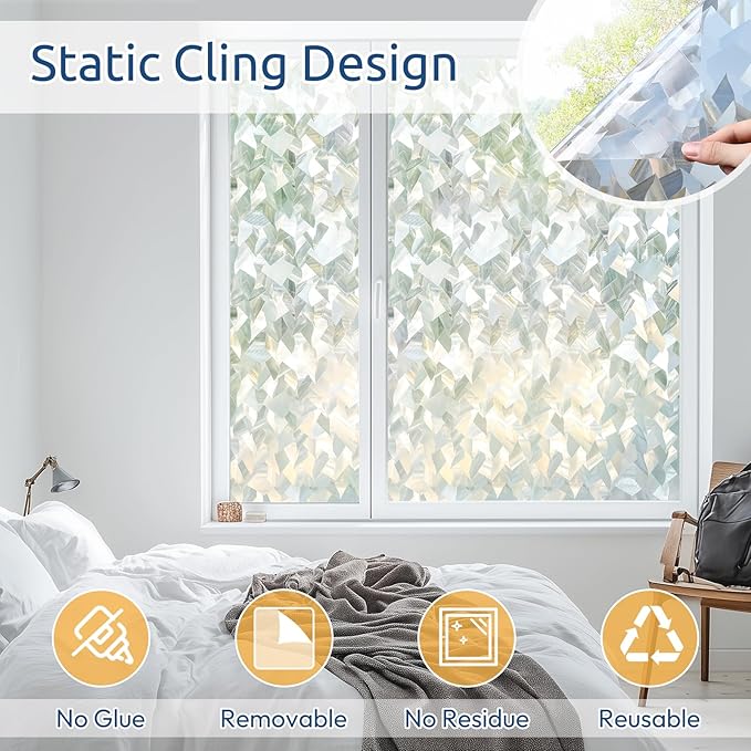 rabbitgoo Window Privacy Film, Crystal Icicles, 35.4" x 78.7" | Stained Glass - Image 4