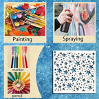 16 Pieces Stencils for Painting, Abstract Texture Mixed Media Art Supplies - Image 3