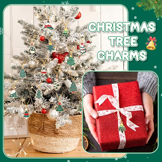 SANNIX 90 Pcs Christmas Charms for Jewelry Making, Christmas Tree Charms - Image 6