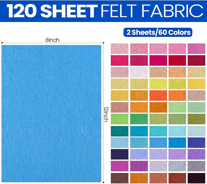 Reginary 120 Pcs 12 x 8 Inch Felt Sheets Bulk - Image 2