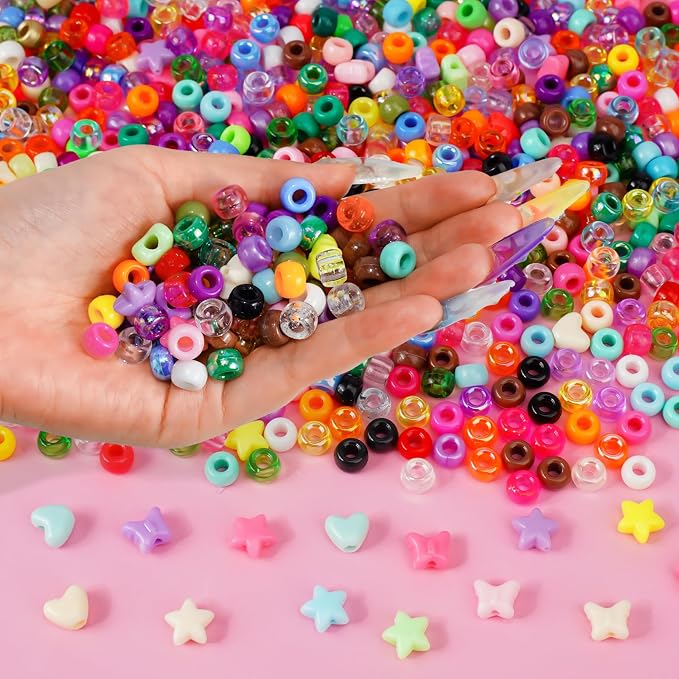 Pony Beads 1000+pcs Plastic 9mm Rave Kandi Spacer Bead - Image 8