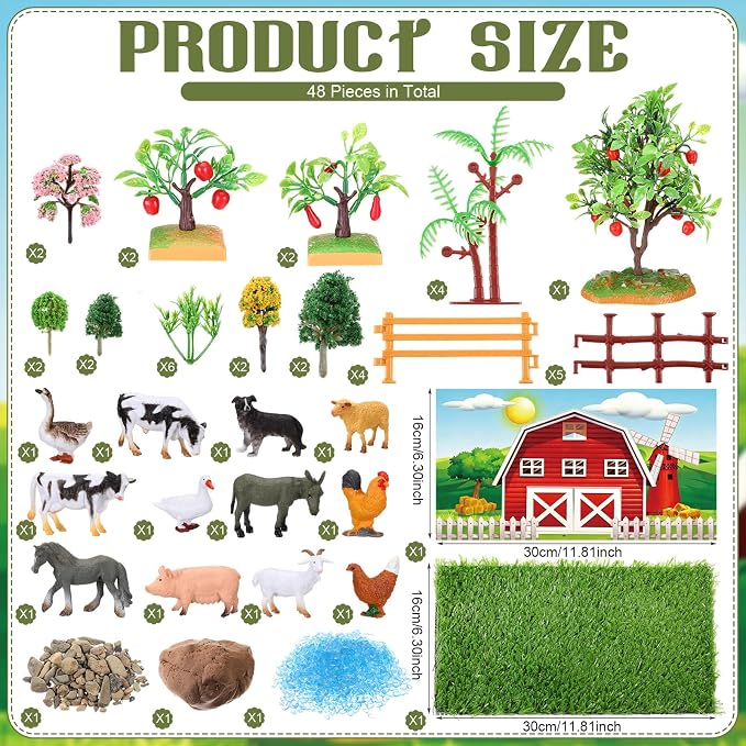 Teyva Daily 48 Pcs Farm Diorama Kit Habitat Project Box Set Farm Diorama - Image 3