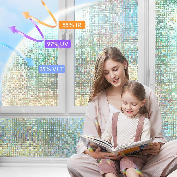 KESPEN Mosaic Rainbow Window Privacy Film, Stained Glass Decorative Cling Decals - Image 8