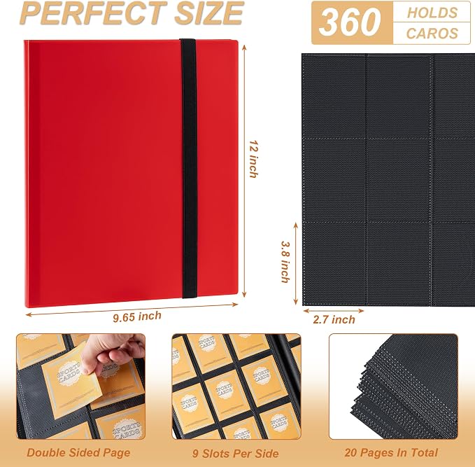 Card Binder 9 Pocket Storage 360 Card Binder, Trading Card Binder Senior and - Image 2