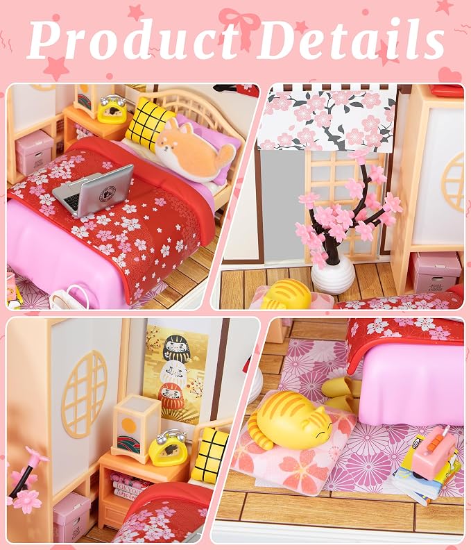 Sakura Japanese Bedroom Miniature House Kit – DIY Dollhouse - Image 3