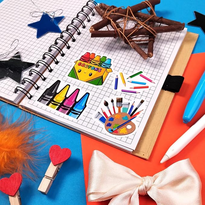 BulbaCraft 100Pcs Art Stickers, Crayon Stickers, Paint Laptop Decals, Painting - Image 7