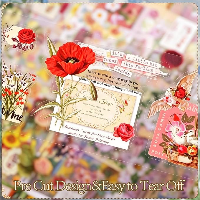 555Pcs Flower Stickers Journal Vintage Scrapbook Floral Plant Sticker | Flower - Image 4