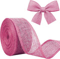 Pink Burlap Ribbon 1-1/2 inch X 10 Yard Pink Linen Wired Ribbon | Natural Linen by JaoZuyard