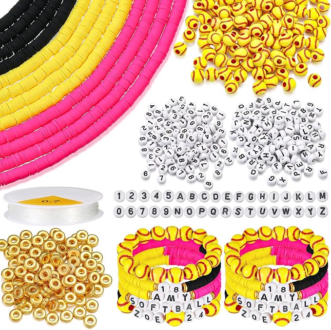 Ferreve 4200 Pcs Softball 12 Strands Clay Beads Bracelet Making Kit, 100 Letter by Ferreve