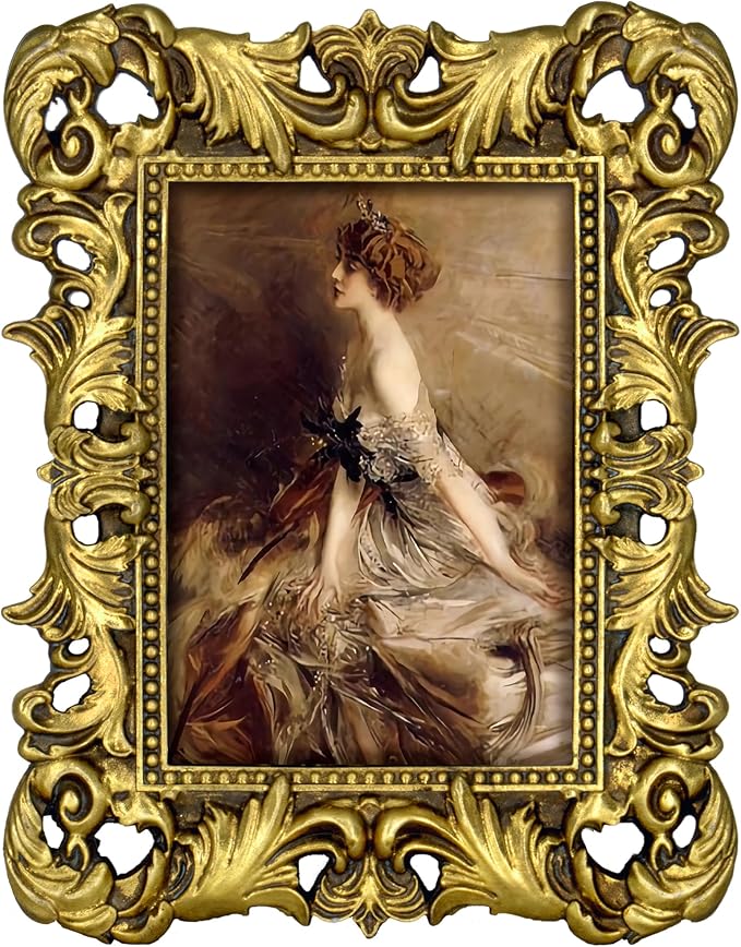 5x7 Vintage Picture Frames Gothic Picture Frames Ornate Gold | Real Glass - Image 7
