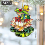 2D Flat Faux Stained Glass Frog Christmas Acrylic Ornament, Frog Ornaments - Image 6
