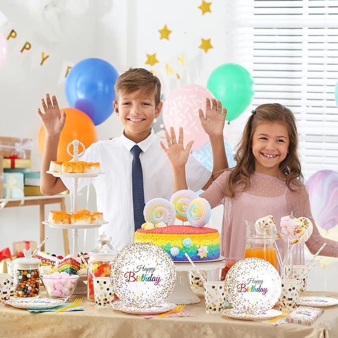 96 Pieces Happy Birthday Plates and Napkins Party Supplies - Image 5