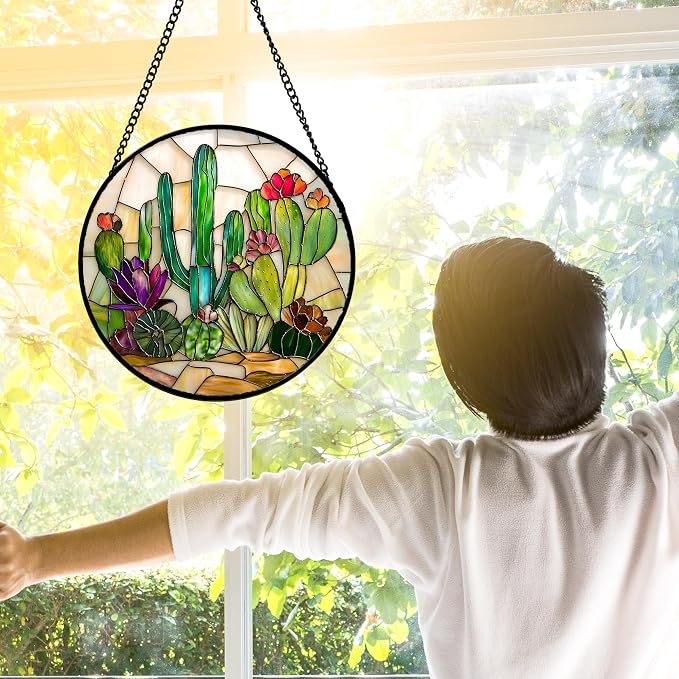 DASTOLL Stained Glass Window Hanging, and Mom 6.3 in - Image 3