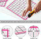 Quilting Rulers, 7 Pack Pink Square Acrylic Sewing Ruler Set, Precision Inch - Image 4