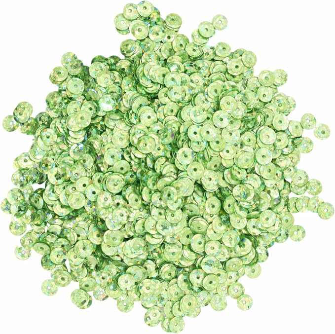 Mandala Crafts 6mm Cup Holographic Lime Green Sequins - Image 2