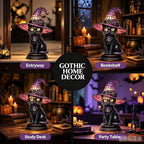 Black Cat Witch Hat Table Lamp, Gothic LED Halloween Decor | Witch Hat Gothic - Image 4