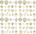 WOCRAFT 60pcs KC Gold Heart Valentine's Day Wedding Charms Bracelet Charms by WOCRAFT
