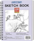 FIXSMITH 9"X12" Purple Sketch Book, 100 Sheets Spiral Sketchbook, Acid Free by FIXSMITH