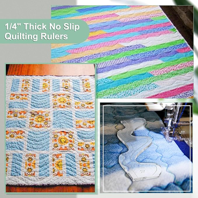 Kigley 2 Pcs Free Motion Quilting Templates Waves Acrylic Quilting Rulers - Image 4