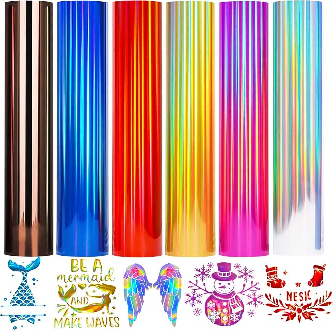 Holographic HTV Heat Transfer Vinyl Metallic Holographic Vinyl Gold Iron HTV 6 by KEGUMINGX