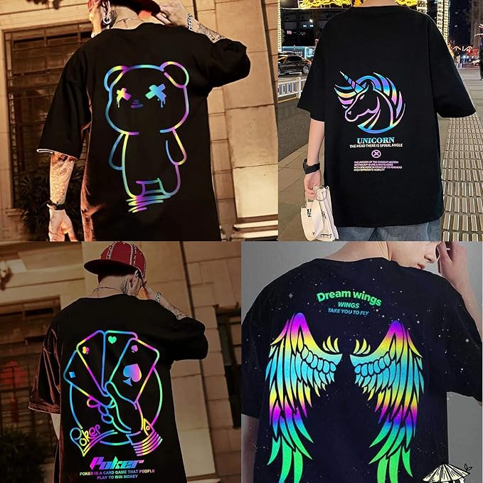 Reflective Heat Transfer Vinyl HTV Vinyl 12in x 6ft Reflective Rainbow Iron On - Image 7