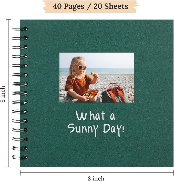 Scrapbook 8x8 Inch DIY Scrapbook Album Hardcover Kraft Paper 40 pages/20 sheets - Image 2