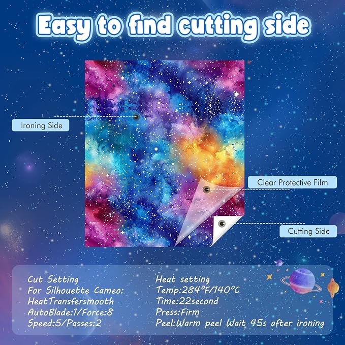 HTVSTD Dark Space HTV Heat Transfer Vinyl 8Sheets 12×10in Iron on Vinyl | Glow - Image 7