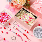 Landical 564 Pcs Mother's Day Keychain Craft DIY Heart Bead Keychain Making Kit - Image 3