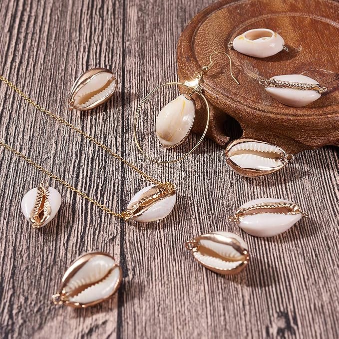 SUNNYCLUE 1 Box 10Pcs Oval Ocean Beach Spiral Seashells Craft Charms Connectors - Image 4