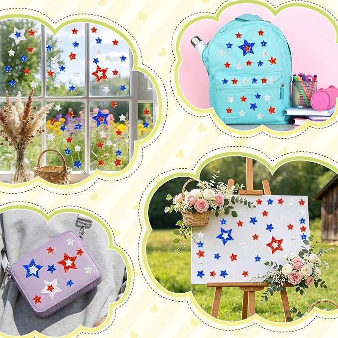 1384Pcs Glitter Foam Stickers, Colorful Self Adhesive Geometric Foam Stickers - Image 7