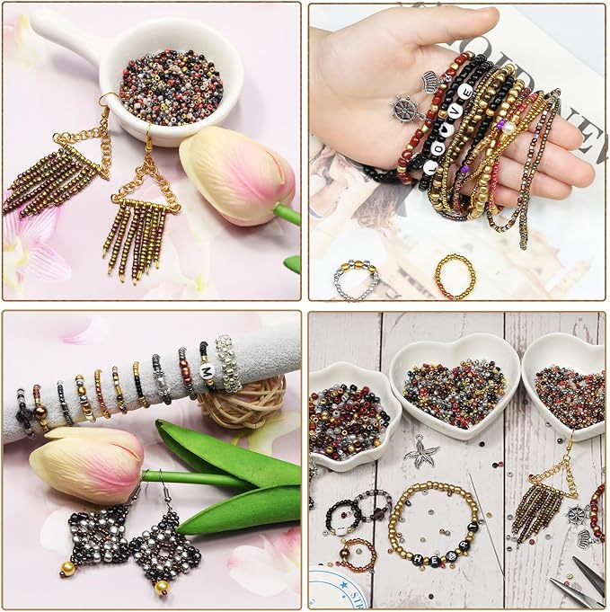8/0 Glass Seed Beads About 7200pcs 24 Colors 3mm Loose Seed Beads Kit Bracelet - Image 6