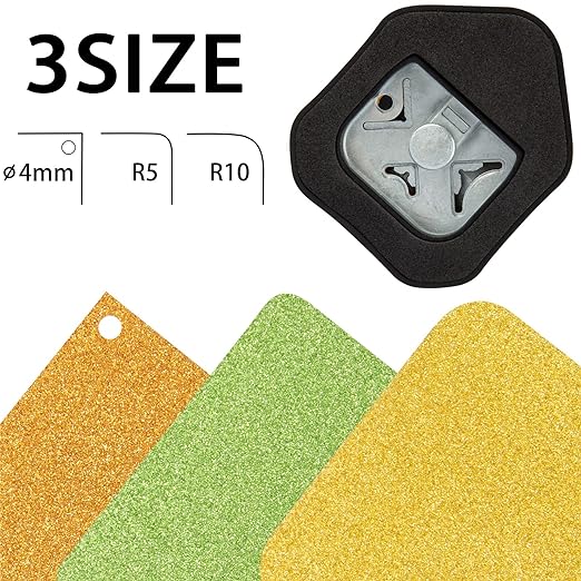 QIQQIKIN Corner Hole Punch 4mm Circle Cutter Punch +R5mm+R10mm 3-Way Corner - Image 3
