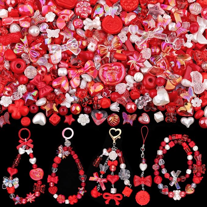 200-260PCS TINKRSTUFF Assorted Red Acrylic Beads by TINKRSTUFF