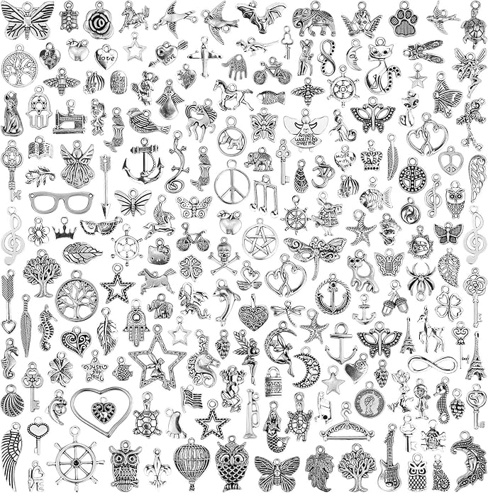 JIALEEY 200 PCS Wholesale Bulk Lots Jewelry Making Charms Mixed Smooth Tibetan by JIALEEY
