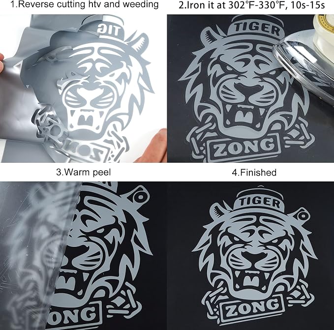 FUNKAKA Silver HTV Heat Transfer Vinyl Rolls, Adhesive HTV Vinyl - Image 4