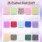 15 Colors Transparent Crushed Glass Chips 225g/7.9oz, 2-4mm Shiny Irregular - Image 5