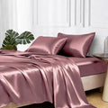 MR&HM Satin Bed Sheets Set, Twin XL, Rose Taupe, 600 Thread Count, 15 Inches by MRHM