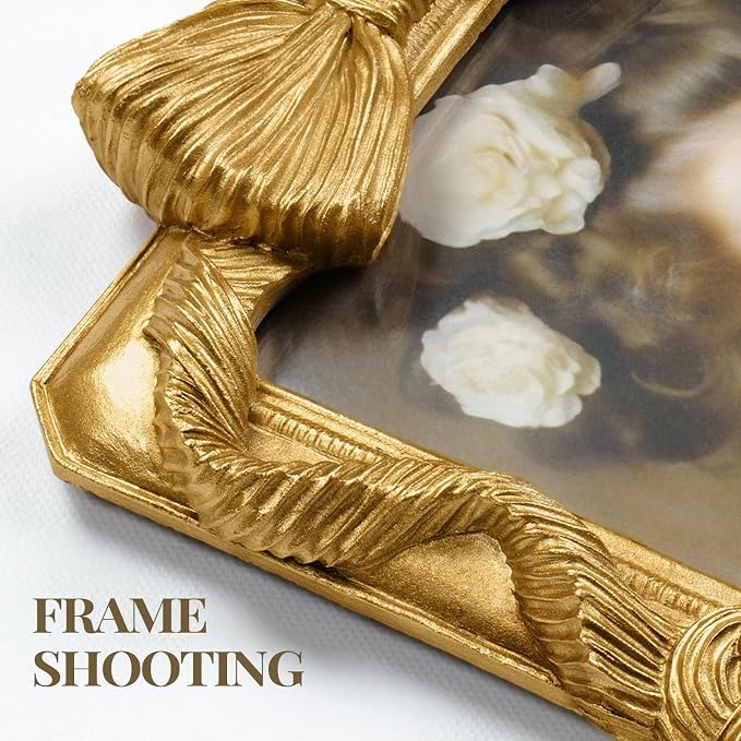 Gold Picture Frames 5x7 Bow Frame, Ornate Elegant 5 by 7 Photo Frame - Image 6