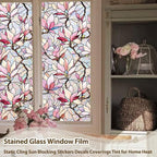 Magnolia Flowers Window Privacy Film, Stained Glass Window Film Decorative - Image 3