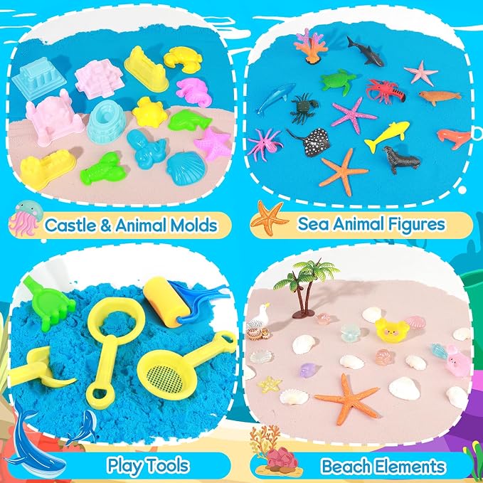 Mikiwon Ocean Sensory Bin, Sandbox Play Sand Art Kit - Image 7