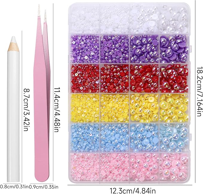 9000Pcs 3-8mm Blue Red Purple Flatback Pearls - Image 4